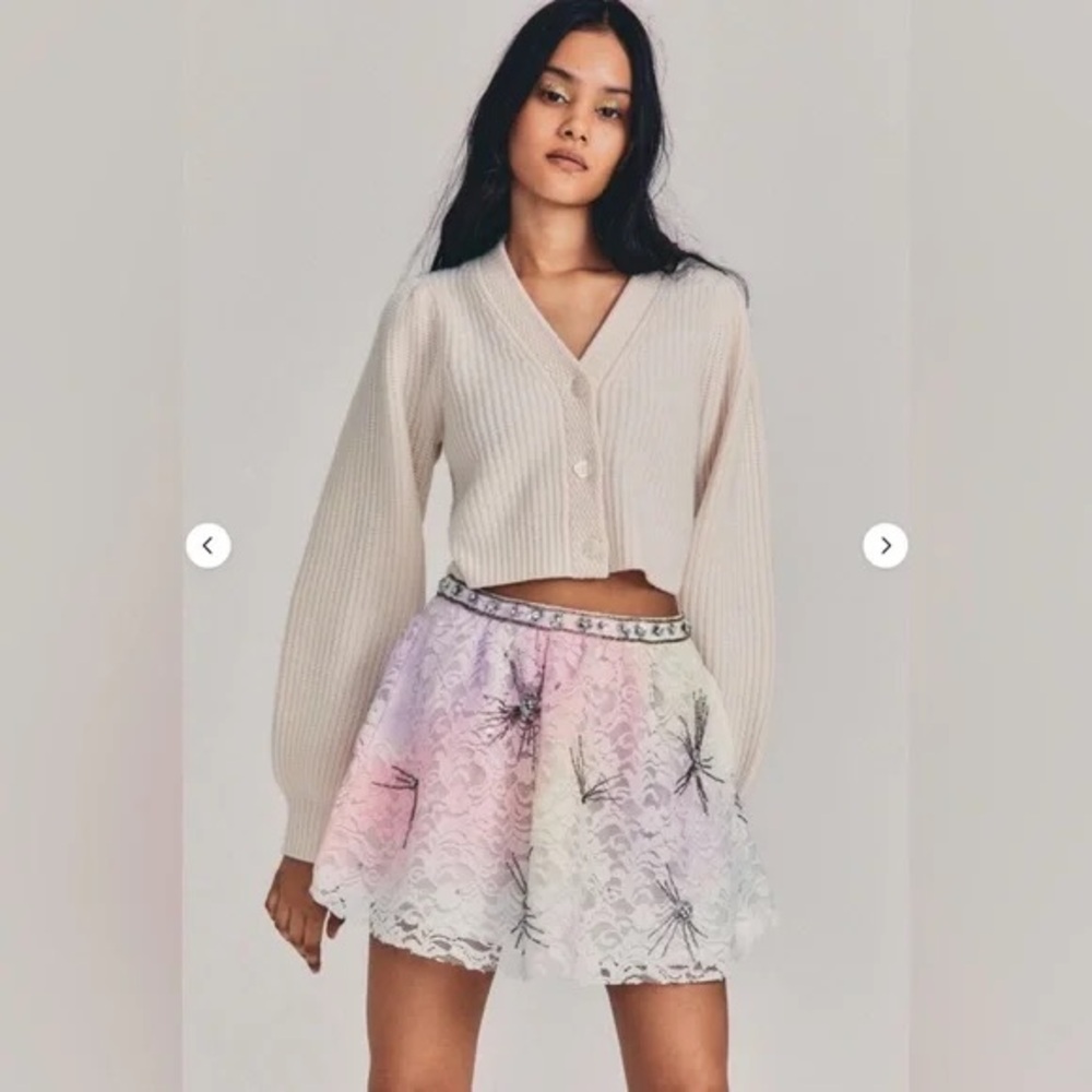 Loveshackfancy Kezia White Silver Beaded Mini Ski… - image 1